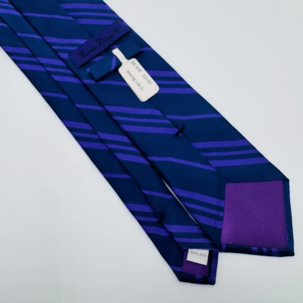 Burma Bibas Silk REPP Tie Men Purple Stripe 59x3 NWT